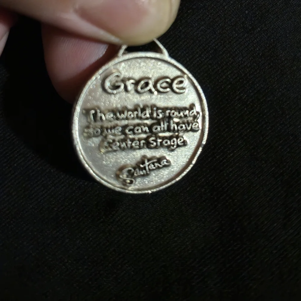 Silver‎ Map Pendant with 'Grace' Inscription